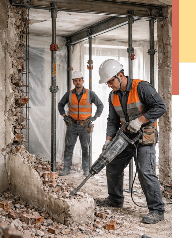 Снос несущих стен в Великих Луках от 10595 руб. — демонтаж несущей стены под ключ | ОТДЕЛОЧНИК-Вкл