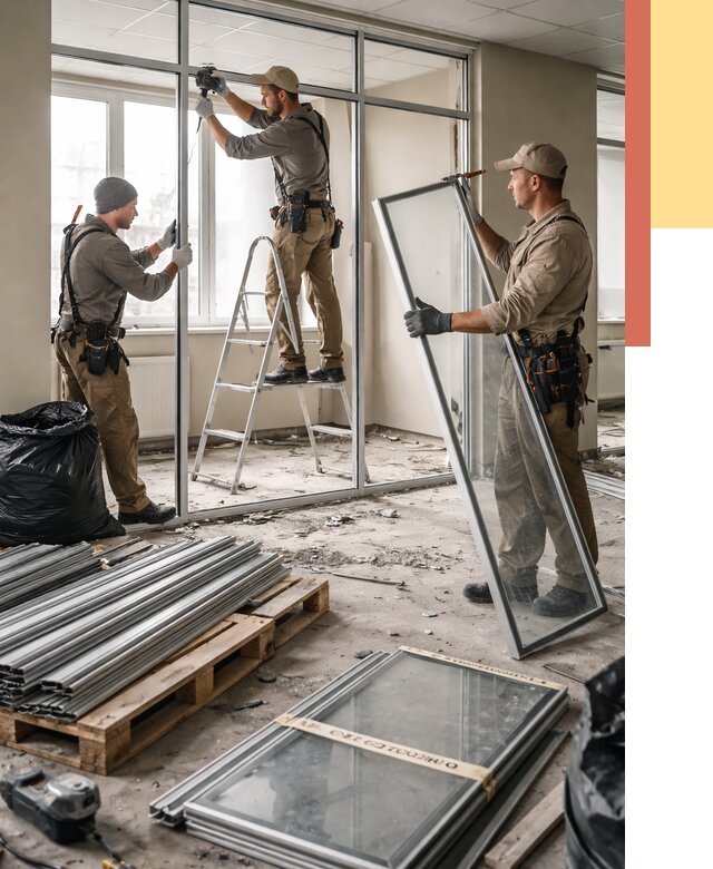 Демонтаж алюминиевых перегородок в Великих Луках от 4342 руб. — быстро и недорого | ОТДЕЛОЧНИК-Вкл