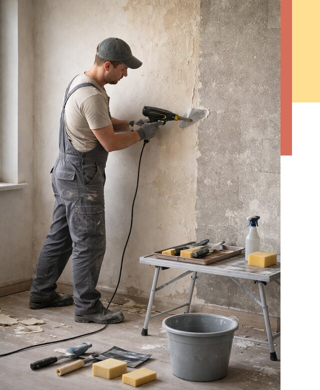 Очистка стен от клея в Великих Луках от 1912 руб. — снятие и удаление клея со стен | ОТДЕЛОЧНИК-Вкл