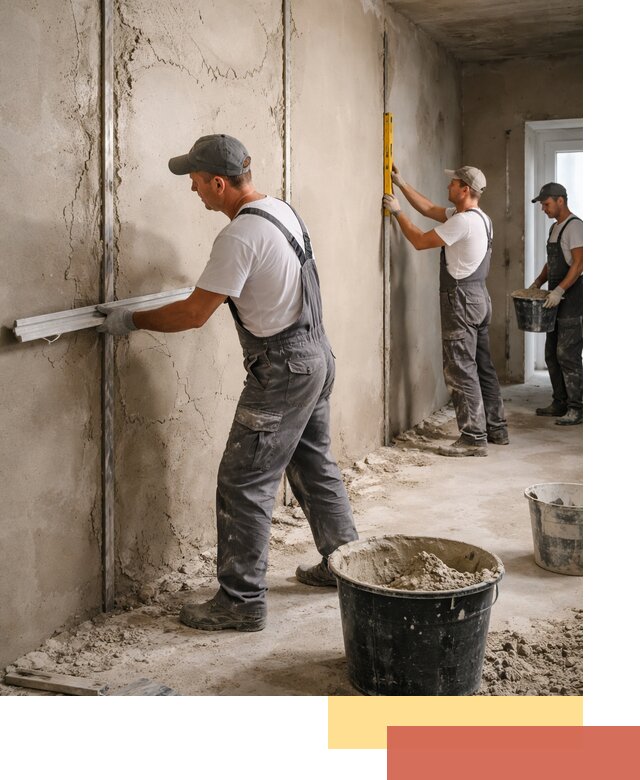 Штукатурка стен по маякам в Великих Луках — точная и ровная поверхность