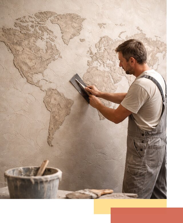 Декоративная штукатурка «Карта мира» под ключ в Великих Луках