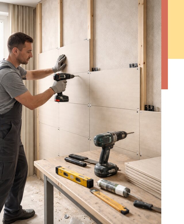 Монтаж МДФ панелей на стены в Великих Луках от 1292 руб. под ключ | ОТДЕЛОЧНИК-Вкл