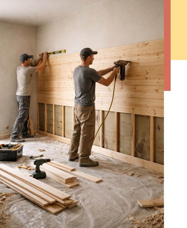 Монтаж деревянной вагонки на стены в Великих Луках от 7753 руб. | Услуги монтажа вагонки | ОТДЕЛОЧНИК-Вкл