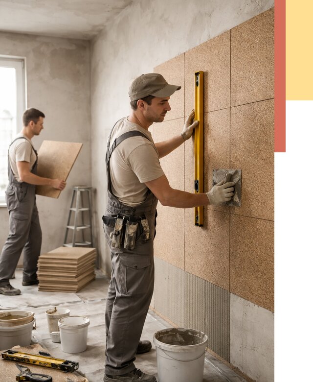 Монтаж пробковых панелей на стены в Великих Луках от 3618 руб. — ОТДЕЛОЧНИК-Вкл