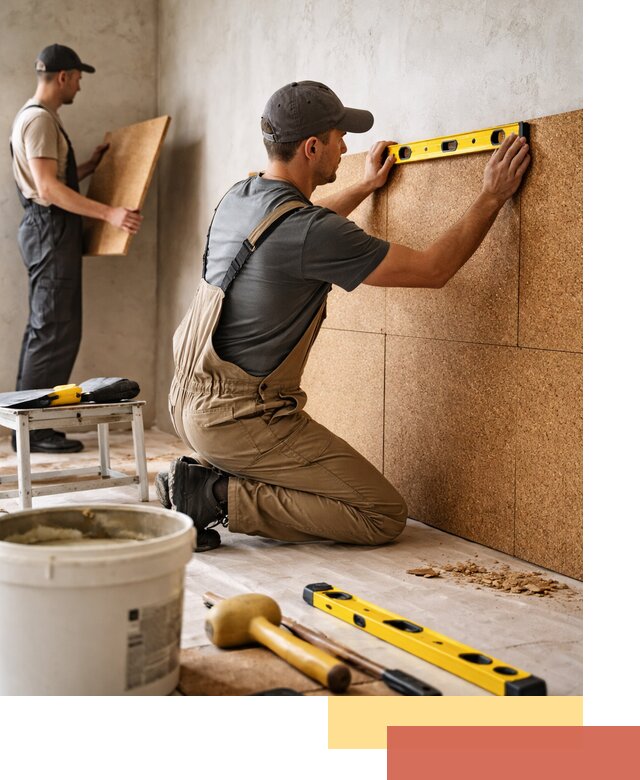 Монтаж пробковых панелей на стены в Великих Луках быстро и качественно