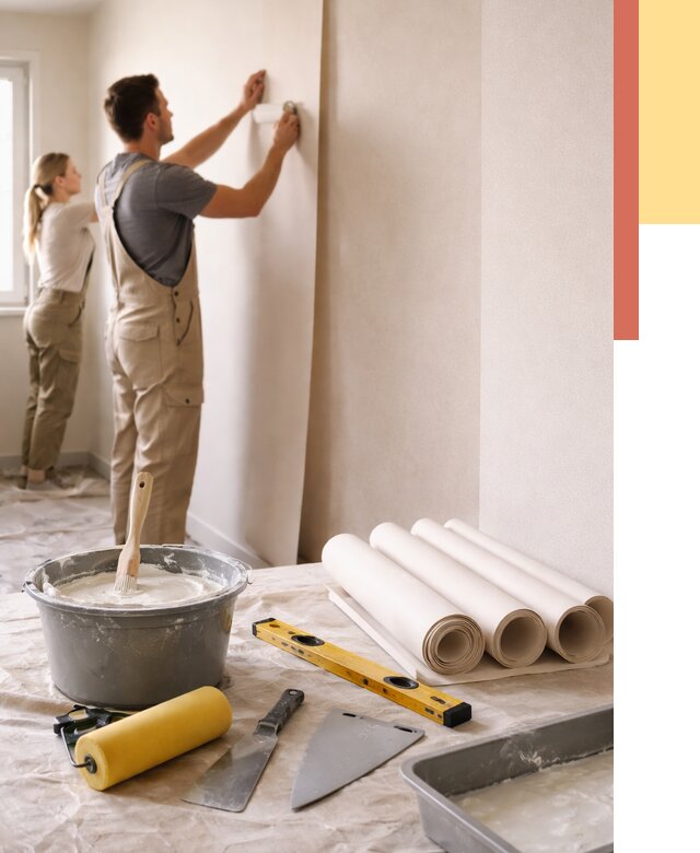 Поклейка бумажных обоев в Великих Луках от 5685 руб./м2 — быстро и недорого | ОТДЕЛОЧНИК-Вкл