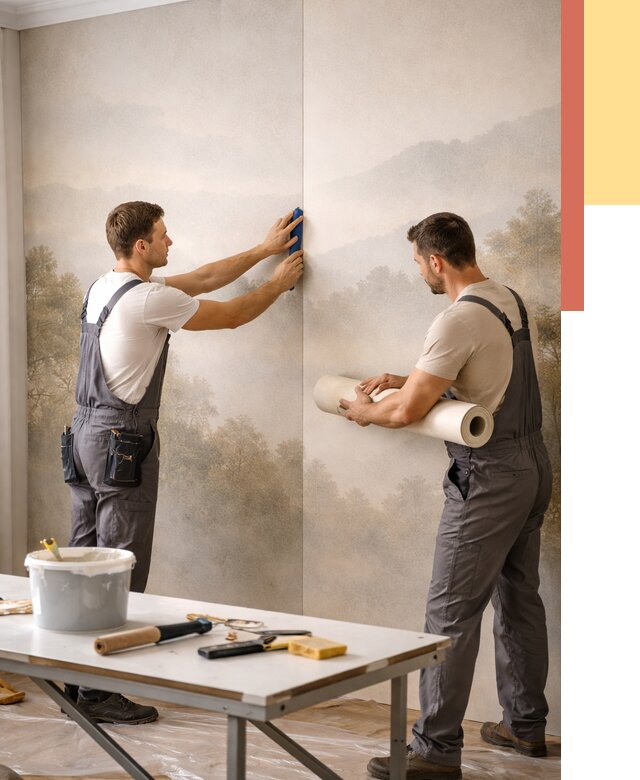 Поклейка фотообоев в Великих Луках от 8786 руб/м² — быстро и недорого | ОТДЕЛОЧНИК-Вкл