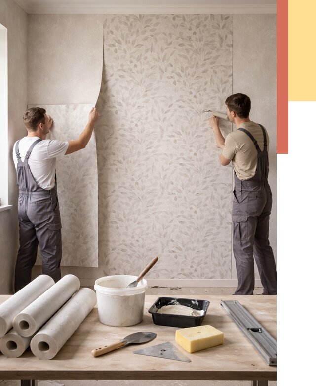 Поклейка обоев с подбором рисунка в Великих Луках от 3618 руб. | ОТДЕЛОЧНИК-Вкл - быстро и недорого