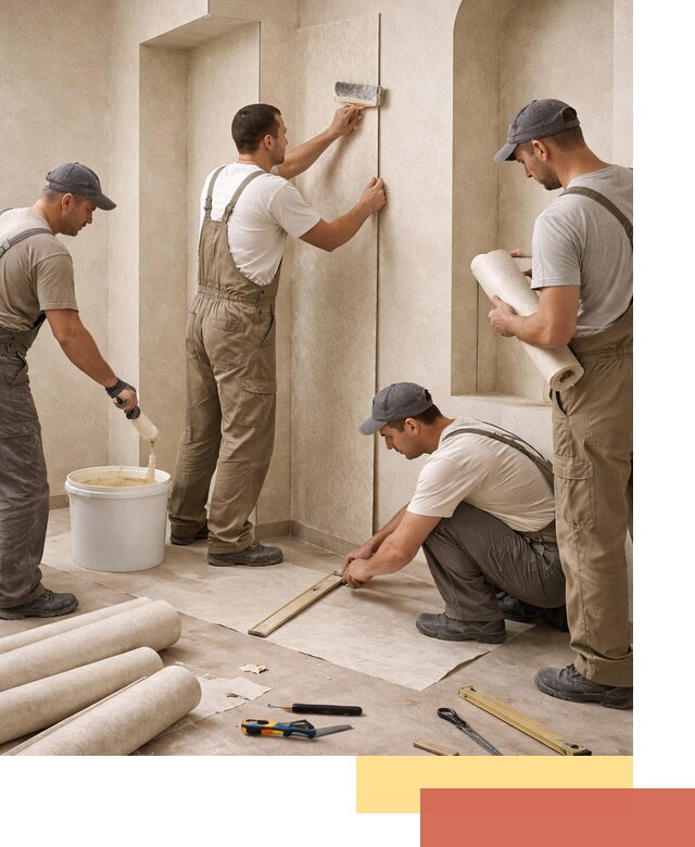 Поклейка обоев на сложные стены и неровные поверхности в Великих Луках