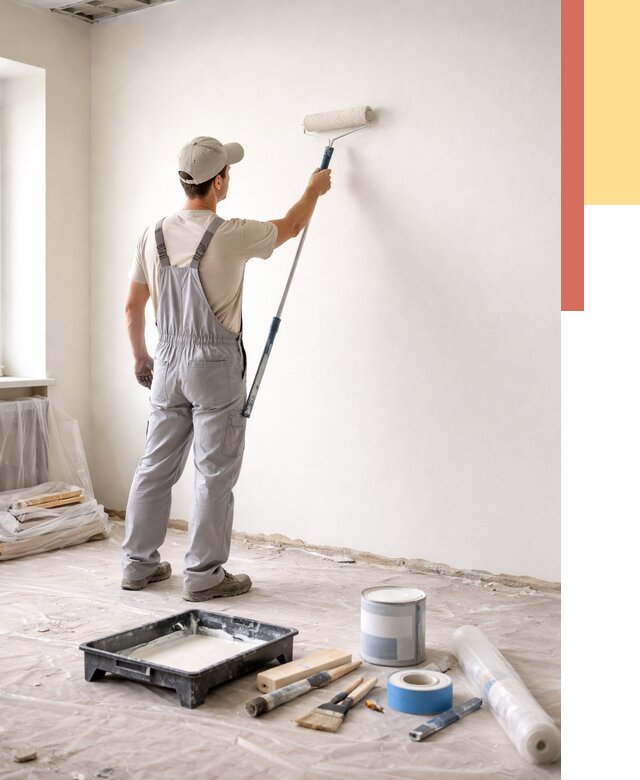 Покраска стен водоэмульсионной краской в Великих Луках от 465 руб. за м² | ОТДЕЛОЧНИК-Вкл