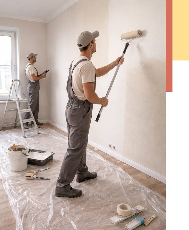 Покраска стен акриловой краской в Великих Луках от 3618 руб./м² — быстро и недорого | ОТДЕЛОЧНИК-Вкл