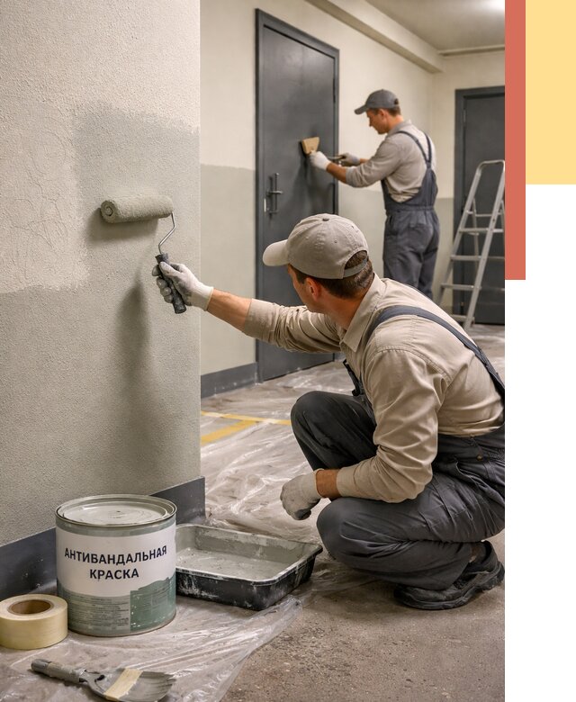 Покраска стен антивандальной краской в Великих Луках от 4652 руб./м² под ключ | ОТДЕЛОЧНИК-Вкл