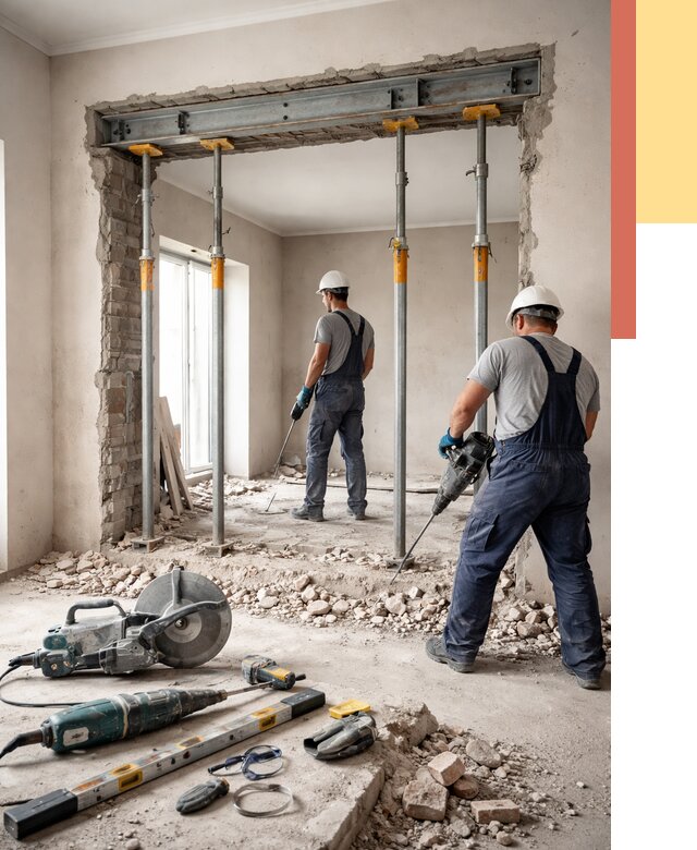 Прорезка проема в стене в Великих Луках от 4652 руб. — быстро и недорого | ОТДЕЛОЧНИК-Вкл