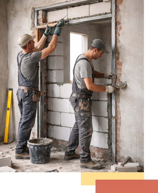 Закладка дверного проема под ключ в Великих Луках: демонтаж, монтаж, отделка