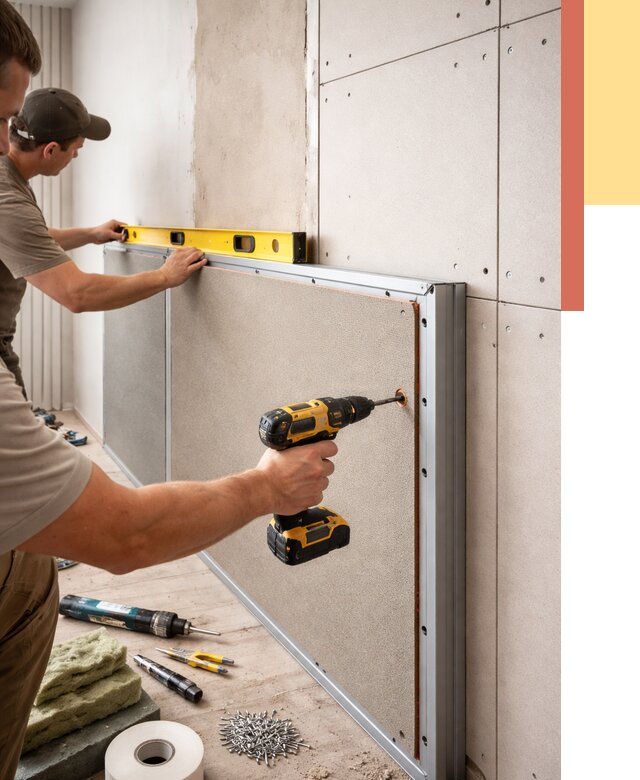 Шумоизоляция стен панелями ЗИПС в Великих Луках от 2274 руб./м² под ключ | ОТДЕЛОЧНИК-Вкл