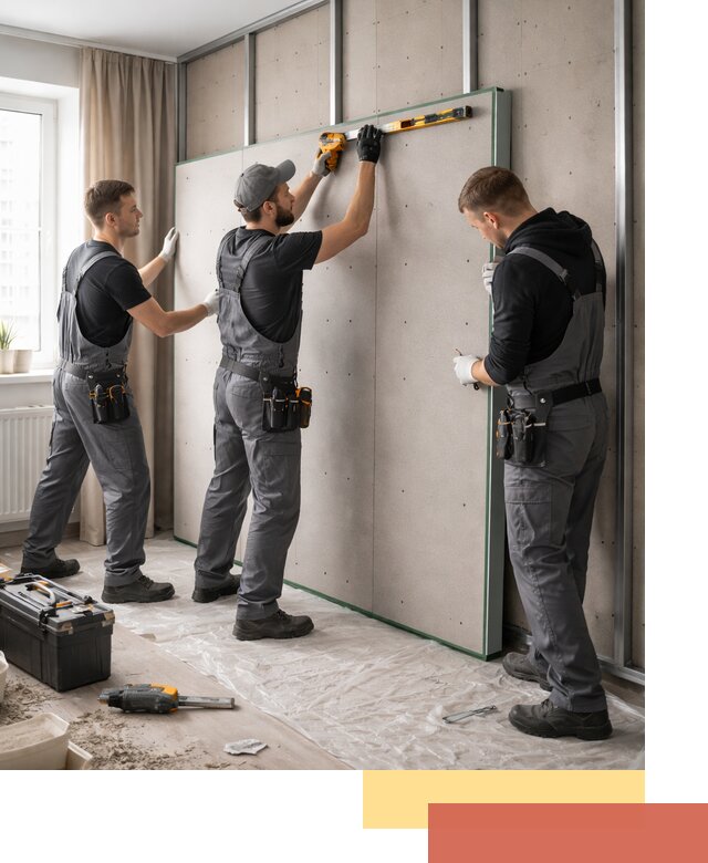 Шумоизоляция стен панелями ЗИПС в Великих Луках для жилых и коммерческих помещений