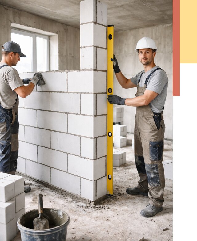 Кладка перегородок из пеноблока в Великих Луках от 1861 руб. под ключ | ОТДЕЛОЧНИК-Вкл