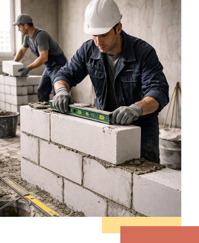 Кладка перегородок из пеноблока под ключ в Великих Луках