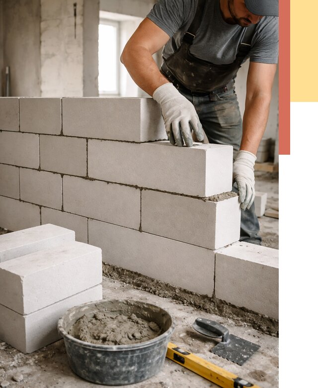 Кладка перегородок из силикатного блока в Великих Луках от 4135 руб. под ключ | ОТДЕЛОЧНИК-Вкл