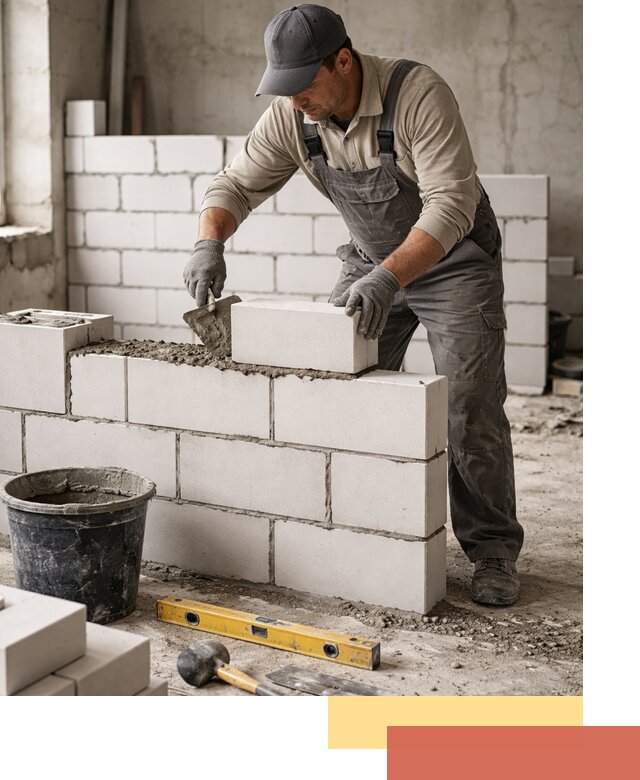 Кладка перегородок из силикатного блока в Великих Луках