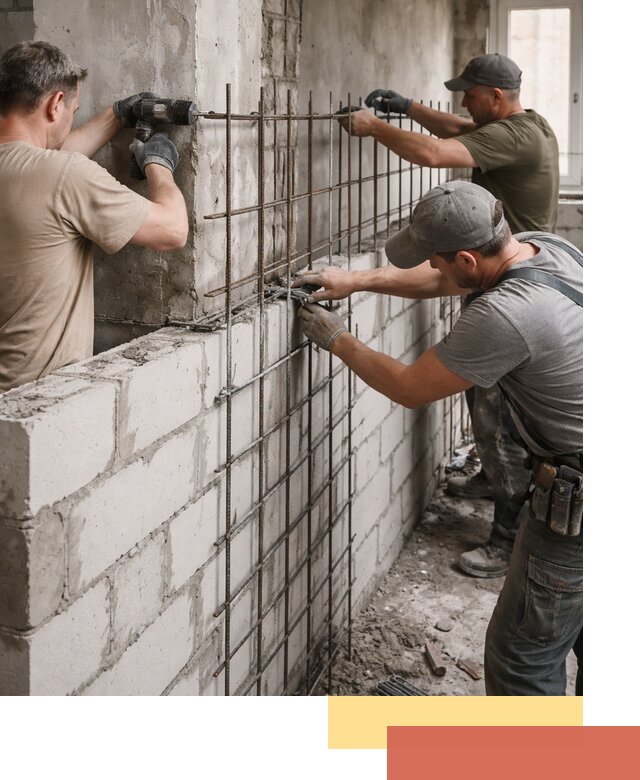 Армирование кладки перегородок в Великих Луках профессионально и надёжно