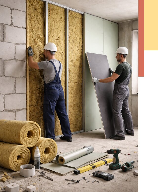 Шумоизоляция перегородок из блоков в Великих Луках от 1912 руб./м² — быстро и недорого | ОТДЕЛОЧНИК-Вкл