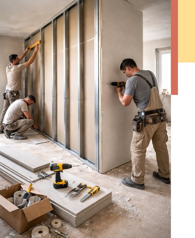 Монтаж однослойной перегородки из гипсокартона в Великих Луках от 672 руб. | ОТДЕЛОЧНИК-Вкл