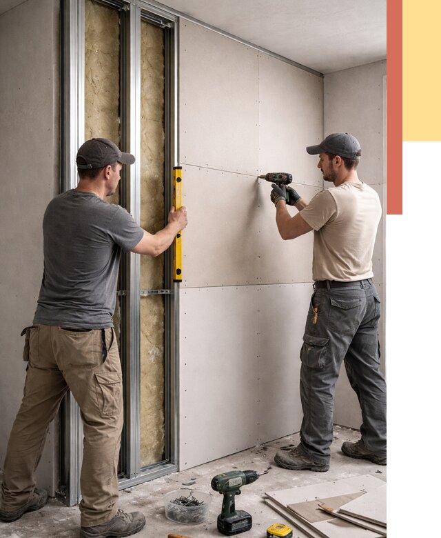 Монтаж двухслойной перегородки из гипсокартона в Великих Луках от 1499 руб. | ОТДЕЛОЧНИК-Вкл