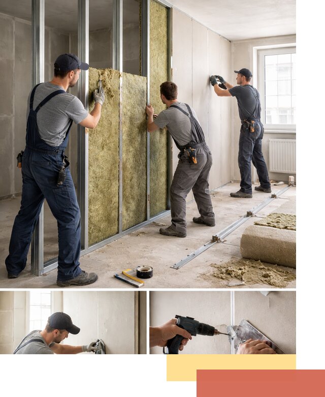 Перегородка из гипсокартона с шумоизоляцией в Великих Луках — монтаж под ключ