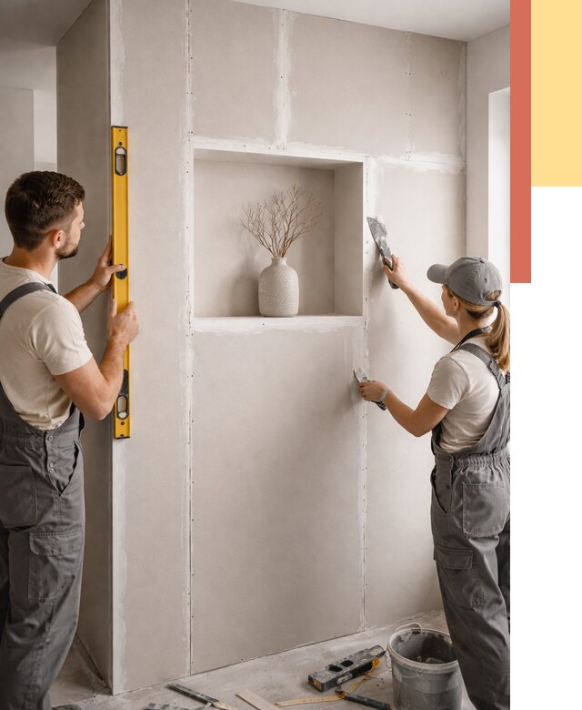 Перегородка из гипсокартона с нишей в Великих Луках от 3360 руб. под ключ | ОТДЕЛОЧНИК-Вкл