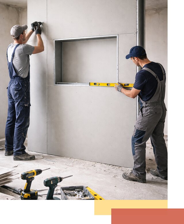 Перегородка из гипсокартона с нишей под декор в Великих Луках