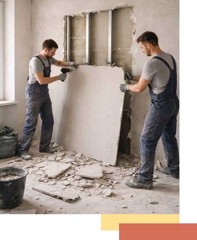 Демонтаж перегородки из гипсокартона в Великих Луках быстрый и аккуратный