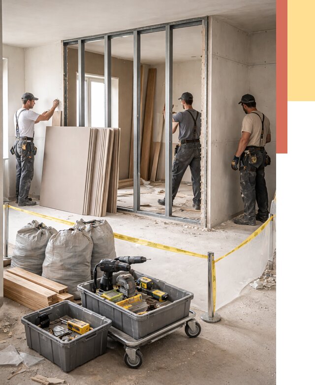 Перенос гипсокартонной перегородки в Великих Луках под ключ от 4652 руб. | Демонтаж и монтаж – ОТДЕЛОЧНИК-Вкл