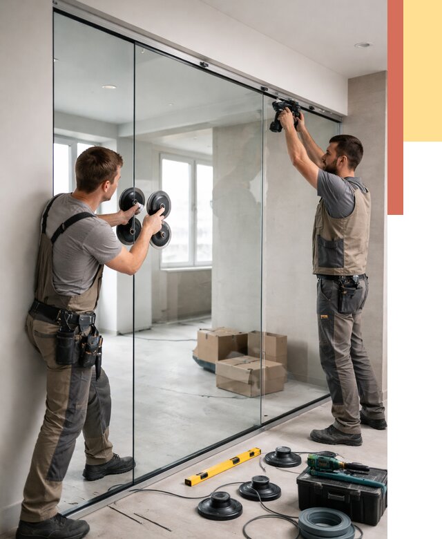 Монтаж стеклянных перегородок в Великих Луках от 6719 руб. | ОТДЕЛОЧНИК-Вкл