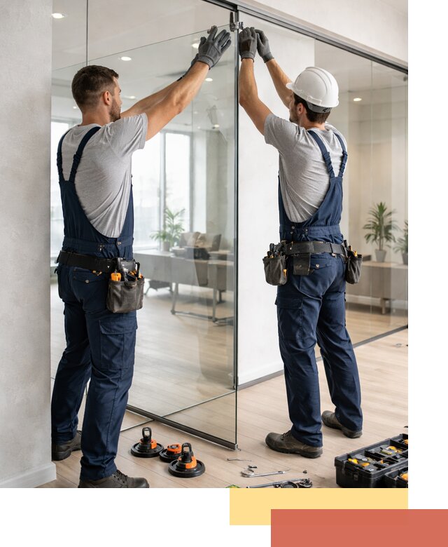 Безрамные стеклянные перегородки под ключ в Великих Луках