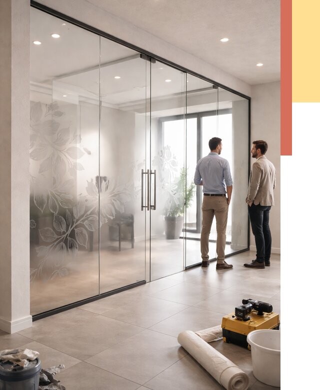 Стеклянные перегородки с рисунком в Великих Луках от 12921 руб. монтаж и нанесение | ОТДЕЛОЧНИК-Вкл