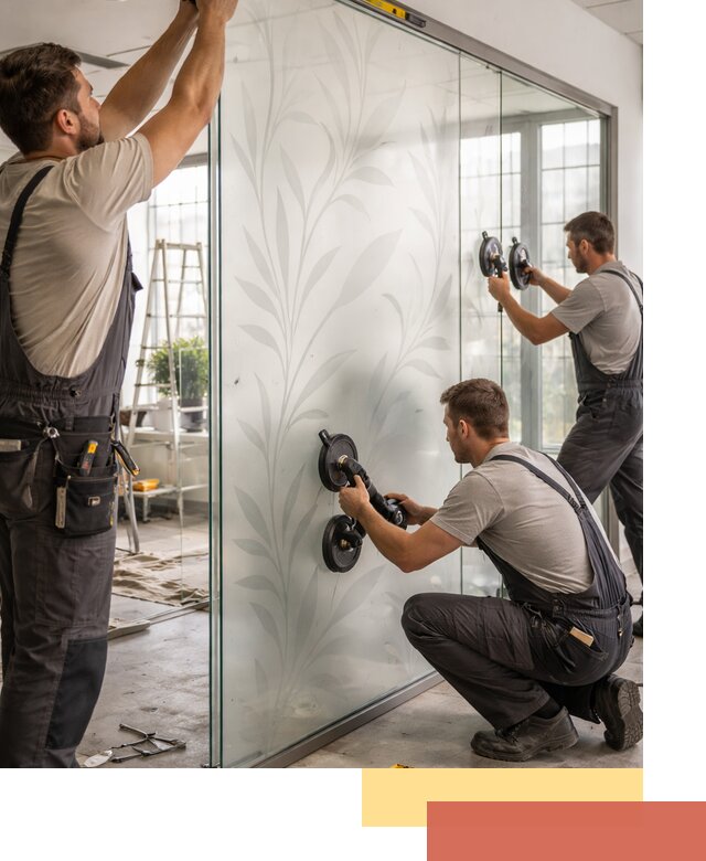 Стеклянные перегородки с рисунком на заказ в Великих Луках