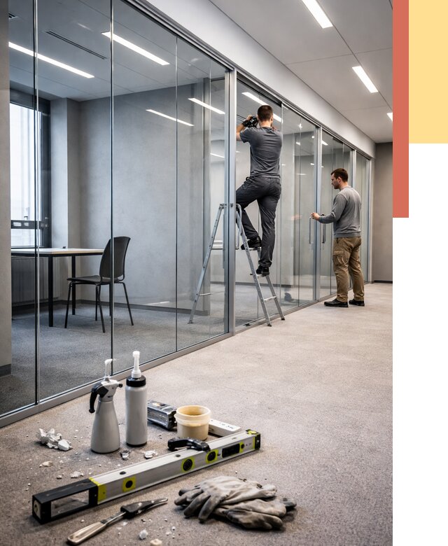 Стеклянные офисные перегородки в Великих Луках от 8786 руб. — монтаж и установка | ОТДЕЛОЧНИК-Вкл