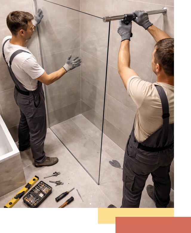 Стеклянные перегородки для душа в Великих Луках — изготовление и монтаж