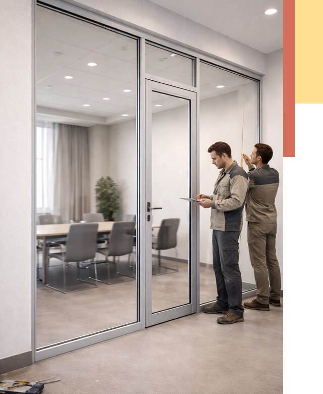 Установка и монтаж алюминиевых перегородок со стеклом в Великих Луках от 8476 руб. | ОТДЕЛОЧНИК-Вкл