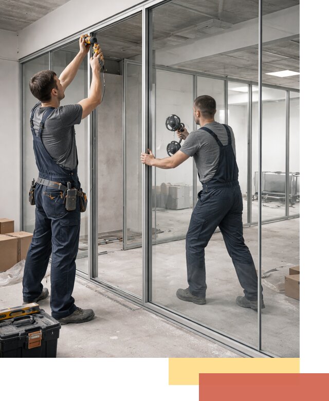 Алюминиевые перегородки со стеклом в Великих Луках — изготовление и монтаж