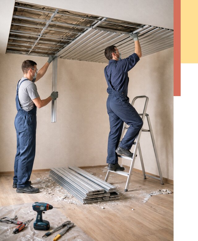 Демонтаж реечного потолка в Великих Луках от 4652 руб. быстро и недорого | ОТДЕЛОЧНИК-Вкл