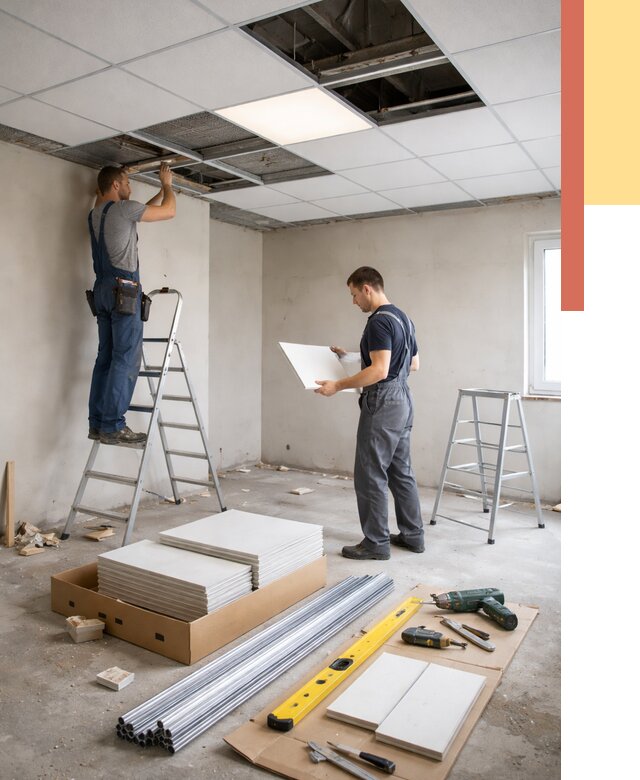 Монтаж потолка армстронг в Великих Луках от 4652 руб/м2 — быстрая установка под ключ | ОТДЕЛОЧНИК-Вкл