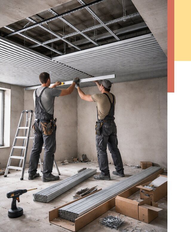 Монтаж реечного потолка в Великих Луках от 4652 руб. под ключ | ОТДЕЛОЧНИК-Вкл