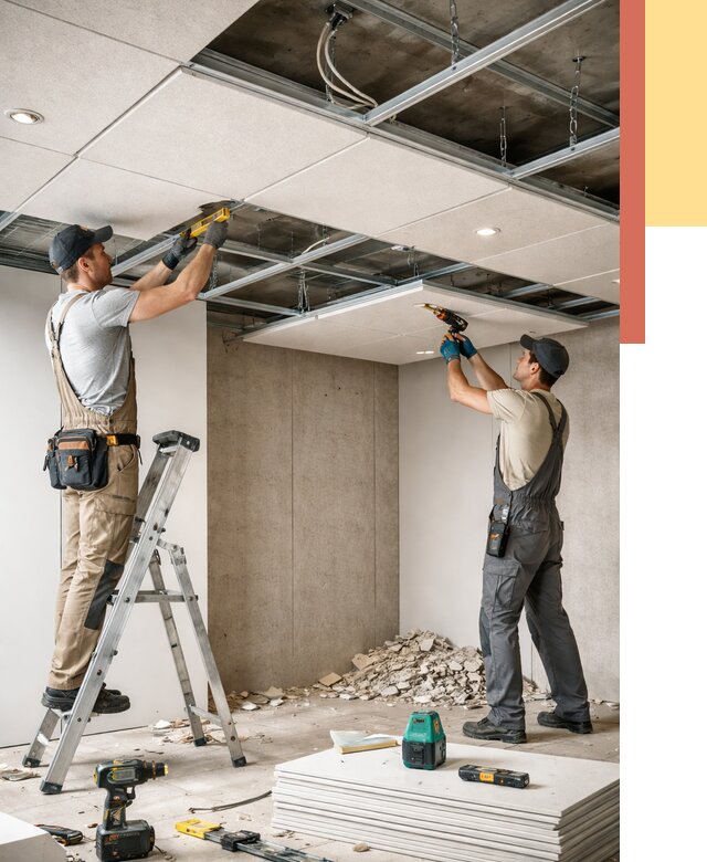 Монтаж акустического потолка в Великих Луках от 6719 руб/м2 — быстро и недорого | ОТДЕЛОЧНИК-Вкл