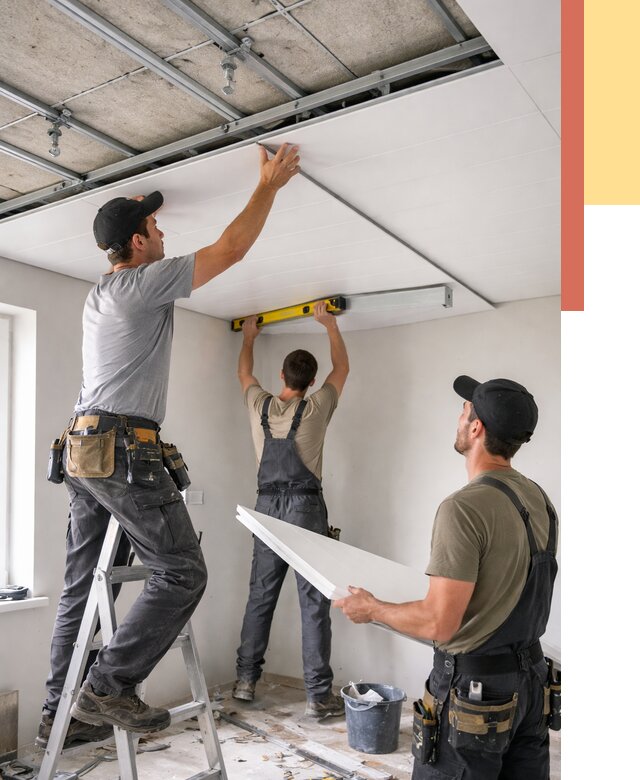 Монтаж потолка из ПВХ панелей в Великих Луках от 3618 руб./м2 — быстро и недорого | ОТДЕЛОЧНИК-Вкл