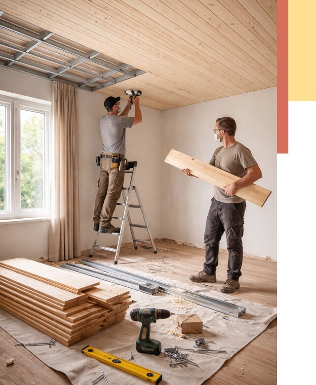 Монтаж потолка из вагонки в Великих Луках от 6719 руб. | Быстро и недорого — ОТДЕЛОЧНИК-Вкл