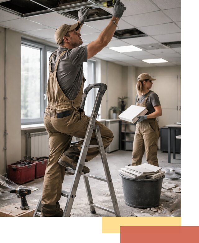 Ремонт потолка Армстронг и замена плит в Великих Луках