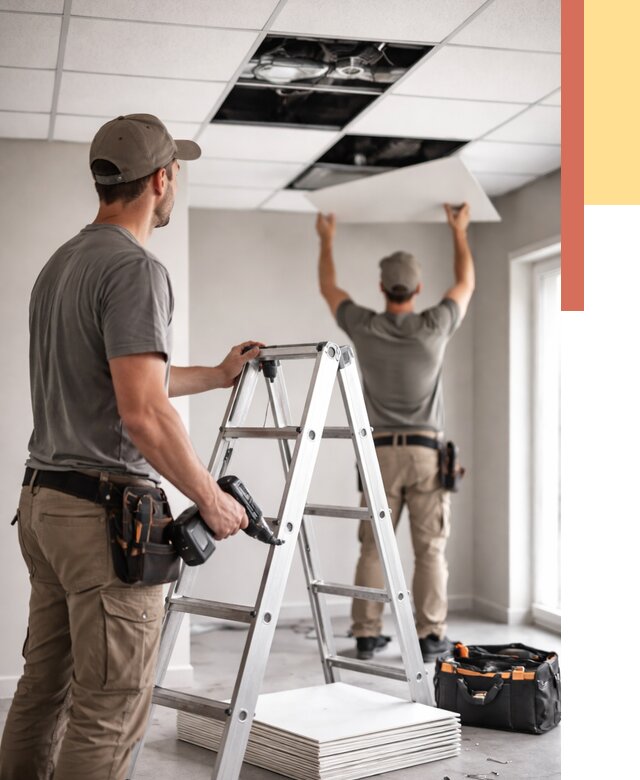 Обслуживание подвесного потолка в Великих Луках от 3618 руб. — быстро и недорого | ОТДЕЛОЧНИК-Вкл