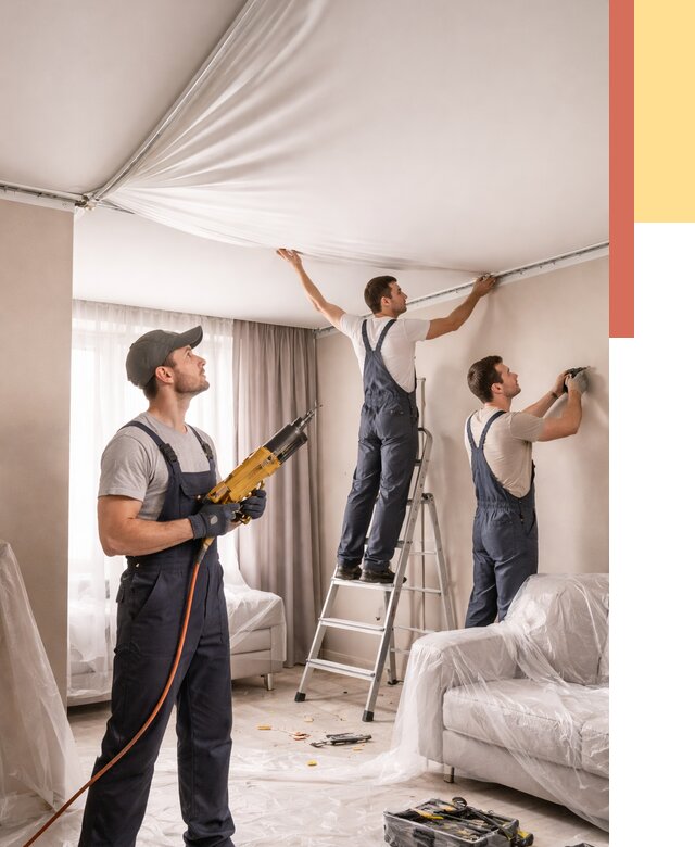 Установка натяжного потолка в Великих Луках от 4652 руб. | Быстро и недорого — ОТДЕЛОЧНИК-Вкл